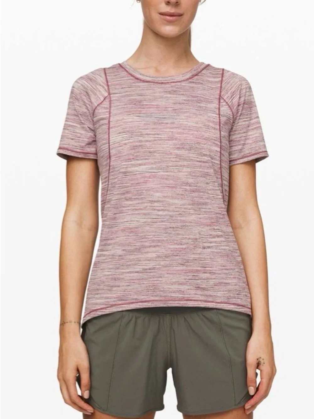 lululemon athletica Marled Pink Short-Sleeve Tee